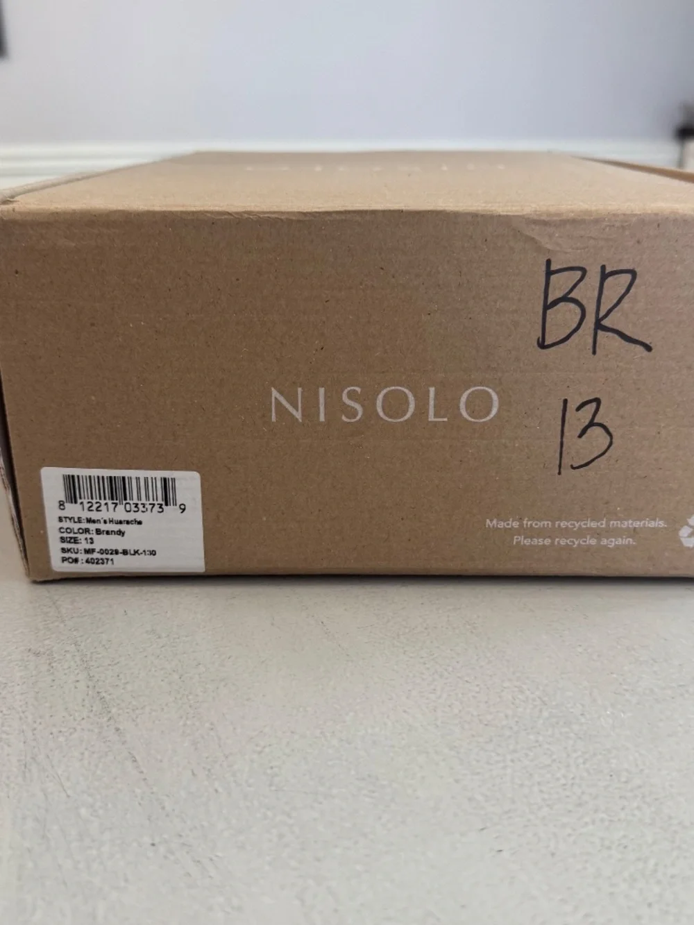 Nisolo Men's Huarache Sandal in Brandy Closed Toe Leather Slip-On Sz 13 NIB